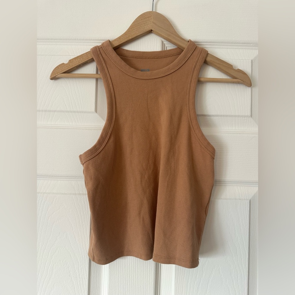 Maeve Anthropologie Racerack Ribbed Cotton Cropped Tank, Size large